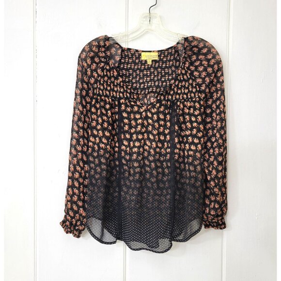 Princess Vera Wang Sheer Black Floral Peasant Blouse - Picture 4 of 4